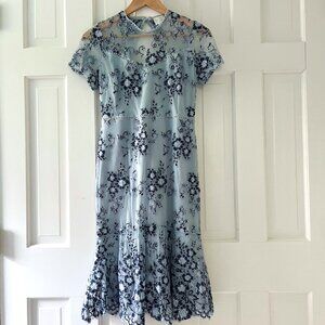 embroidered lace mesh dress | cutout back